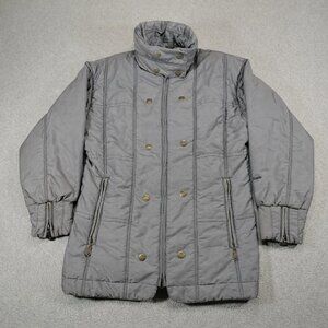Kaelin Ski Jacket Womens Size 8 Gray Quilted Full Zip Vintage DuPoint Thermolite